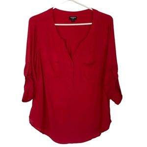 Torrid Harper Red 3/4 Sleeve Blouse Size 0